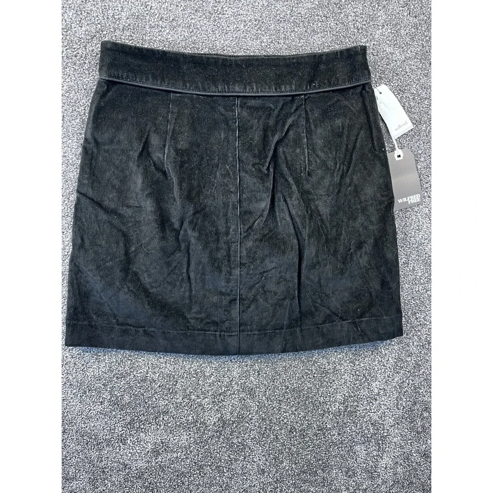Wilfred Free Skirt Women's Size 4 Karmen Corduroy Button Front‎ Mini Black NWT